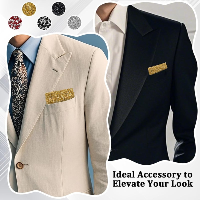 LJBFNN Store Rhinestone Mens Pocket Square on Card Prefolded Pocket Squares for Men Suit Handkerchiefs for Festival Stage Party - Image 4